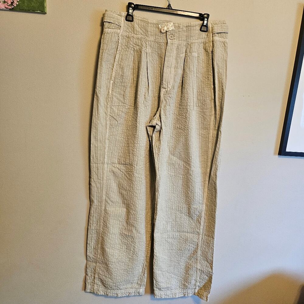 Free People Thin Line Straight Chino Pants Size 6 Light Tan/Pale Green NWOT